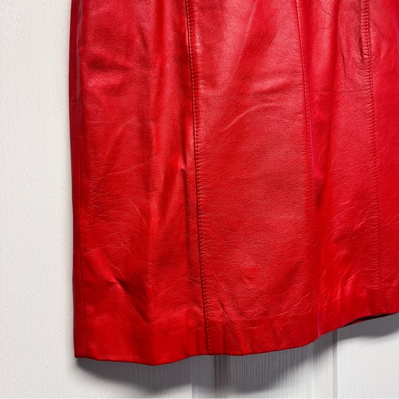 VTG. 80's WILSONS Red Leather MOB WIFE Skirt - Sz 8 - Picture 3 of 15